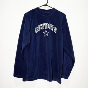 Vintage Edge Cowboys Spellout NFL Football Fleece Sweatshirt Jacket Pullover Y2K